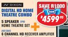 Dixon 5 Speaker Home Theatre Set SP90+6 Channel HD Receiver Amplifier AV6136HD