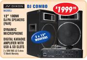 Dixon 12" 100W DJ/PA Speakers(Pair) Dynamic Microphone Digital Karaoke Amplifier With USB & SD Slots