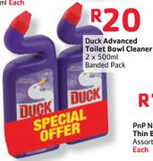 Duck Advanced Toilet Bowl Cleaner Banded Pack-2x500ml