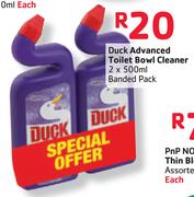 Duck Advanced Toilet Bowl Cleaner-2 x 500ml Banded Pack