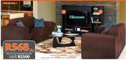 2 x Leeds Couches Plus Hisense 102cm LCD TV Plus Jules TV Stand