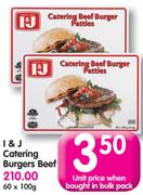 I&J Catering Burgers Beef-60x100G