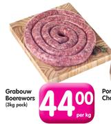 Grabouw Boerewors(3kg Pack)-Per Kg