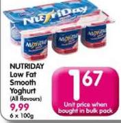 Nutriday Low Fat Smooth Yoghurt 6x100g