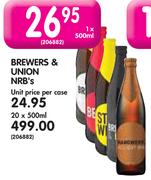 Brewers & Union NRB's-500ML Each