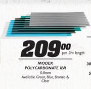 Modek Polycarbonate IBR-0.8mm Per 3m Length