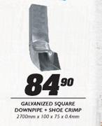 Galvanized Square Downpipe + Shoe Crimp-2700mmx100x75x0.4mm