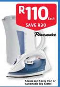 Pineware Steam And Spray Iron Or Automatic Jug Kettle-Each