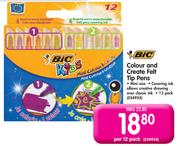  Bic Colour And Create Felt Tip Pens-Per 12 Pack