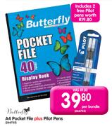 Butterfly A4 Pocket File Plus Pilot Pens