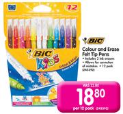Bic Colour And Erase Felt Tip Pens-Per 12 Pack