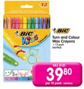  Bic Turn And Colour Wax Crayons-Per 12 Pack