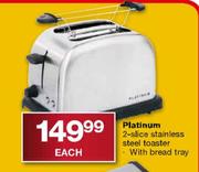 Platinum 2-Slice Stainless Steel Toaster with Bread Tray