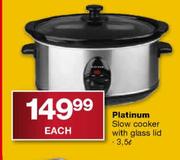Platinum Slow Cooker with Glass Lid-3.5 Ltr