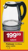 Platinum Cordless Glass Kettle-1.7 Ltr