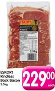 Eskort Rindless Back Bacon-2.5Kg
