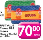 First Value Cheese Mini Leaves (Gouda Or Cheddar) +/- 1.25kg Per Kg