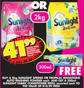 Sunlight Spring Or Tropical Sensations Auto Washing Powder-2kg Each