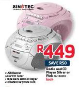 Sinotec Radio And CD Players Silver Or Pink -Each