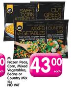 M Frozen Peas, Corn, Mixed Vegetables, Beans or Country Mix-2kg Each