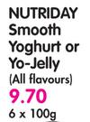 Nutriday Smooth Yoghurt or Yo-Jelly(All Flavours)-6 x 100gm