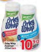 Oriey Whip Assorted-250ml Each