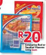 Enterprise Red Or Smoked Viennas-500G Each