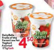 Dairy Belle Fruits Of The Forest Low Fat Yoghurt Assorted-175G Each