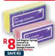 Pnp Regular Sponge Scourers Or Non Scratch Sponge Scourers 3 Pack-Per Pack