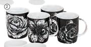 4 Pack Bohemian Flower Coffee Mugs