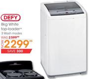 Defy 8Kg White Top-Loader 3 Wash Modes