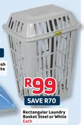Addis Rectangular Laundry Basket Steel Or White