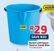 Addis 12-Litre Bucket With Spout Steel Or Candy Blue