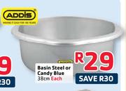 Addis 38cm Basin Steel Or Candy Blue