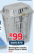 Addis Rectangular Laundry Basket Steel Or White Each