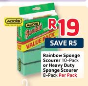 Addis Rainbow Sponge Scourer-10-Pack Or Heavy Duty Sponge Scourer-8-Pack Per Pack 