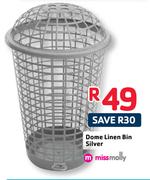 Dome Linen Bin Silver