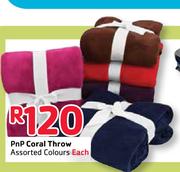 PnP Coral Throw Assorted Colours Each