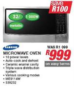 Samsung 32L 1000W Metallic Microwave Oven ME9114W