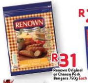 Renown Original Or Cheese Pork Bangers-750g