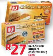 I&J Chicken Burgers Assorted-400gm Each