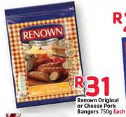 Renown Original Or Cheese Pork Bangers-750gm