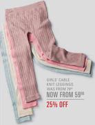 Girls Cable Knit Leggings