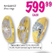 9ct Gold CZ Dress Rings-Each