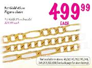 9ct Gold 19cm Bracelet-Each