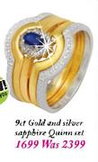 9ct Gold and Silver Sapphire Quinn Set 