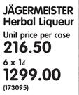 Jagermeister Herbal Liqueur-6x1Ltr