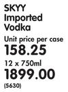 SKYY Imported Vodka-12 x 750ml