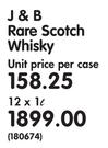 J & B Rare Scotch Whisky-12 x 1Ltr