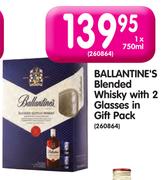Ballantine's Blended Whisky with 2 Glasses in Gift Pack-750ml
